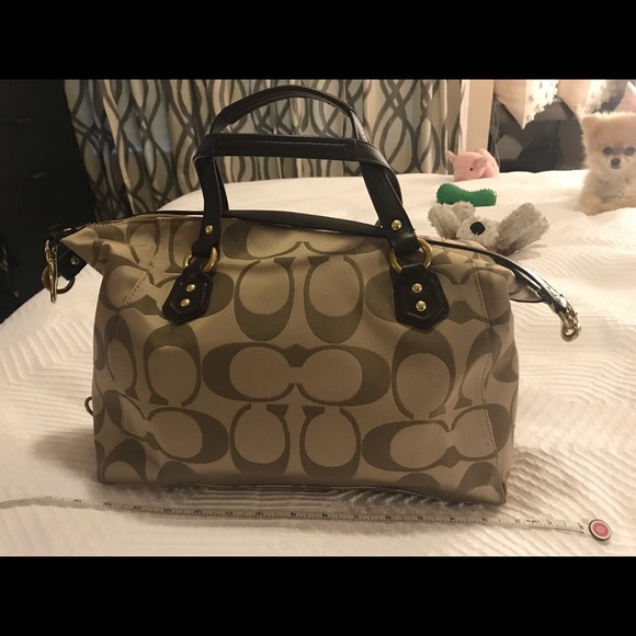 Coach Signature Campbell Large Satchel Bag Khaki - Picture 5 of 8